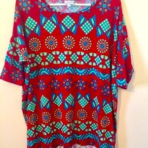 🍍4 for $20 Lularoe Irma Tunic Red Pattern M EUC